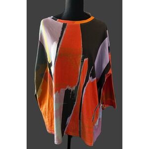 Andrea Geer Art to Wear Oversize Top Abstract Painterly Print LOC 803 S/M NEW r